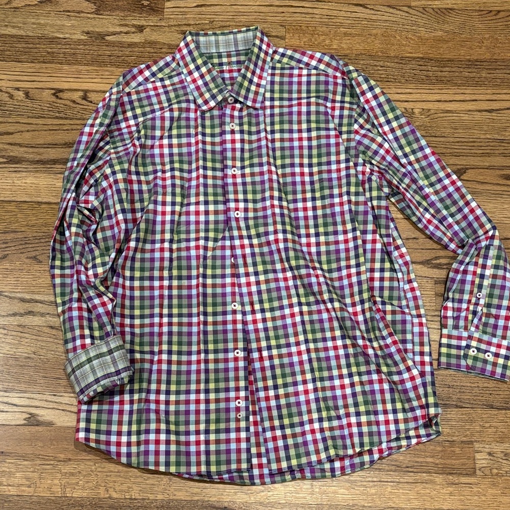 Alan Flusser Multicolor Plaid Button-Down Shirt - Red, Green, Blue, White